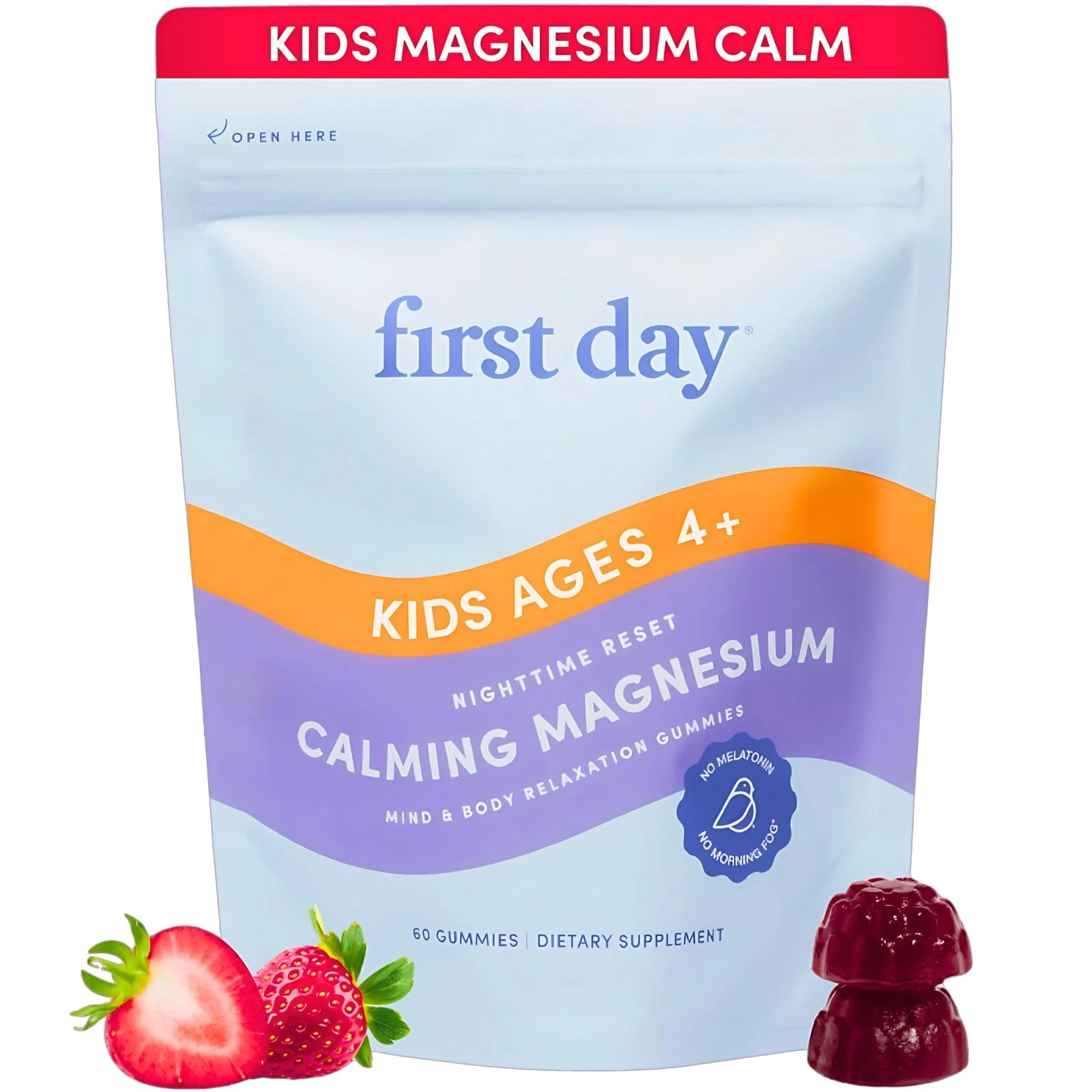 FIRST DAY Magnesium for Kids Gummies - Calm Kids Magnesium Citrate Gummies to Su