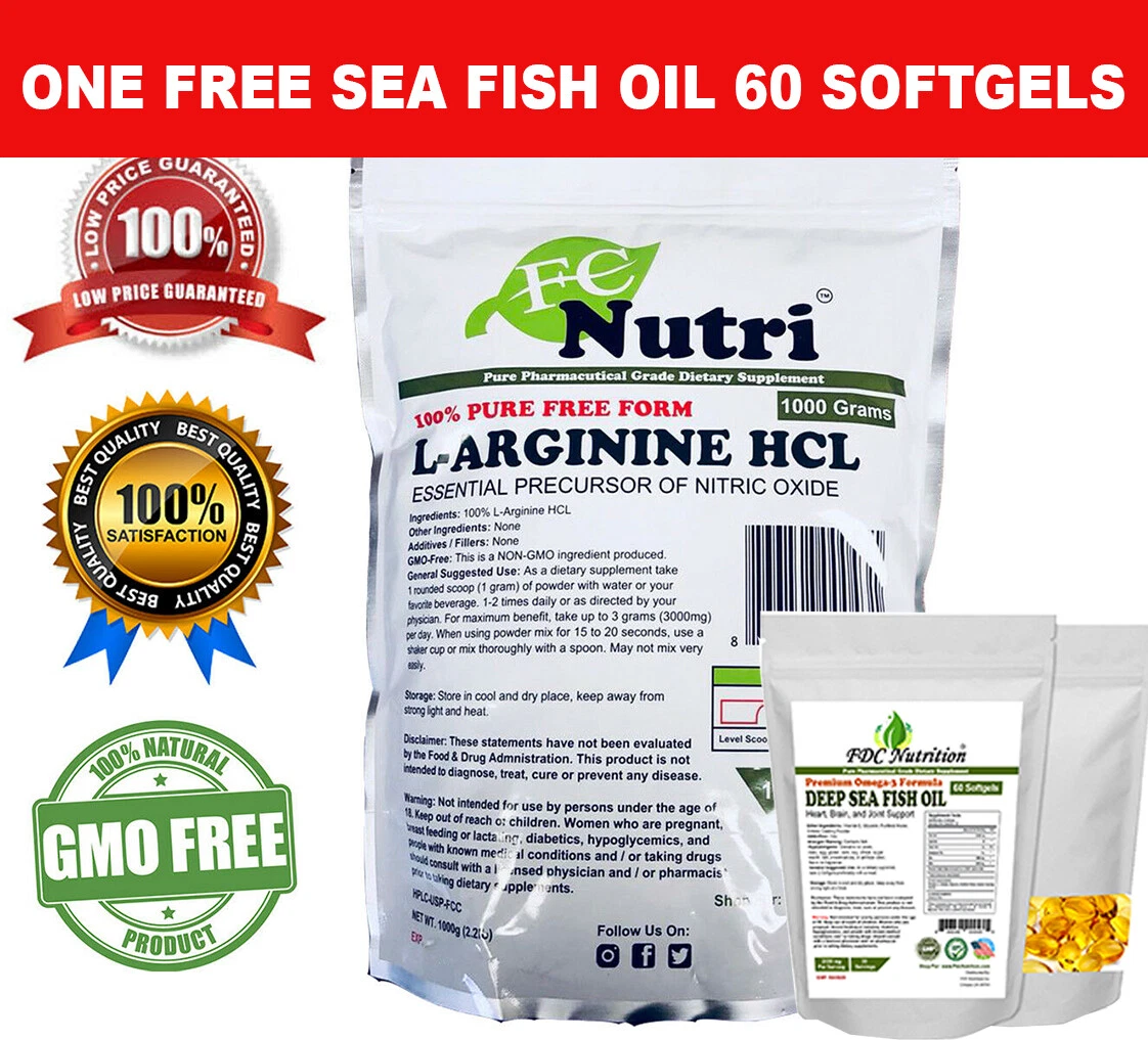 L-Arginine HCL Powder 100%pure 2.2lb (1000 grams) by FCNutri