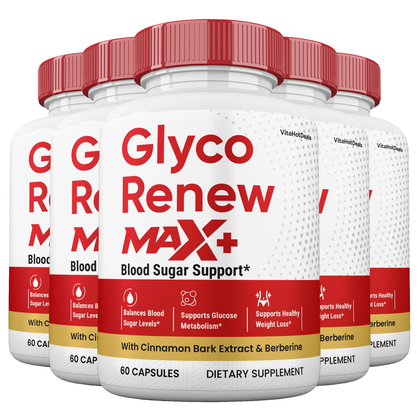 Glyco Renew Max + Blood Sugar Capsules, 2x Higher Potency Formula (5 Pack)