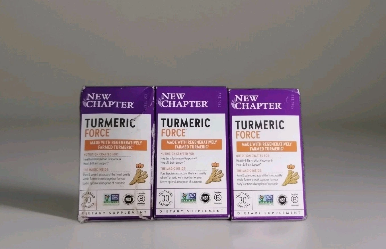 (3) New Chapter Turmeric Force, 30 Vegetarian Capsules (90 Total) - 2027, 2028