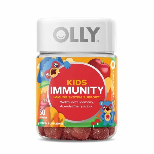 OLLY Kids Immunity Support Gummy- Wellmune + Elderberry- Cherry- 50 Ct