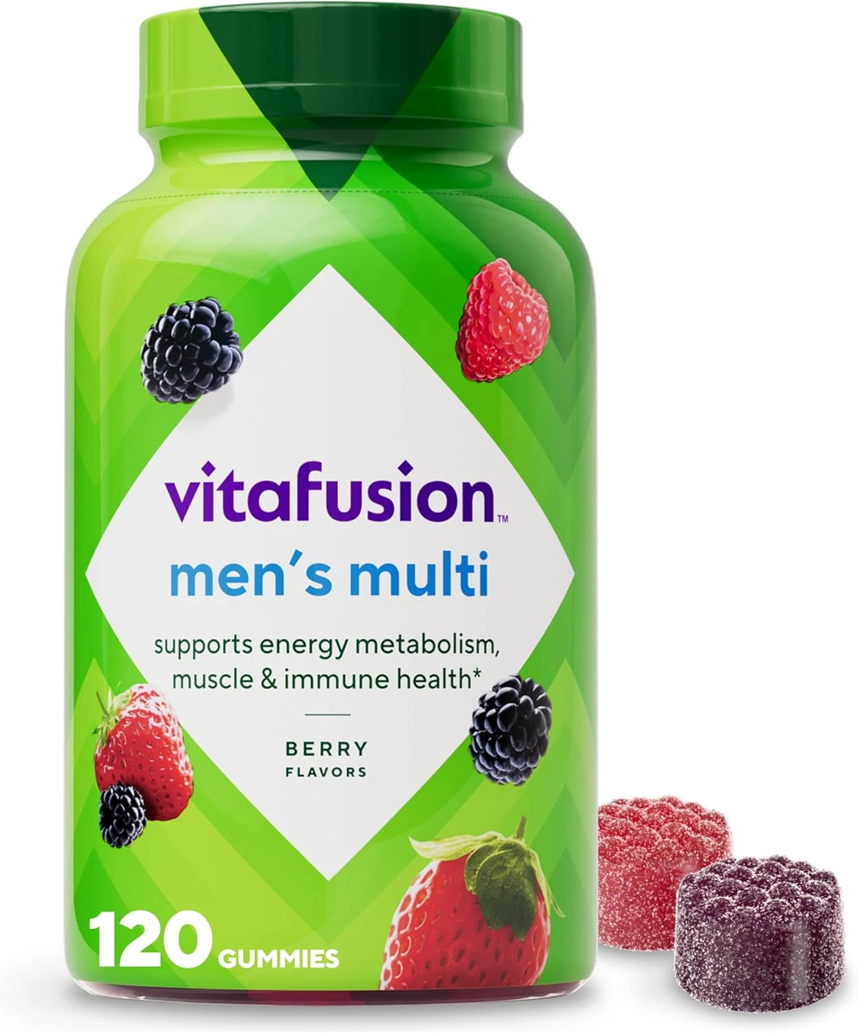 Adult Gummy Vitamin Supplement for Men, Berry Flavored, A, C, D, E, B6, B12, Dai