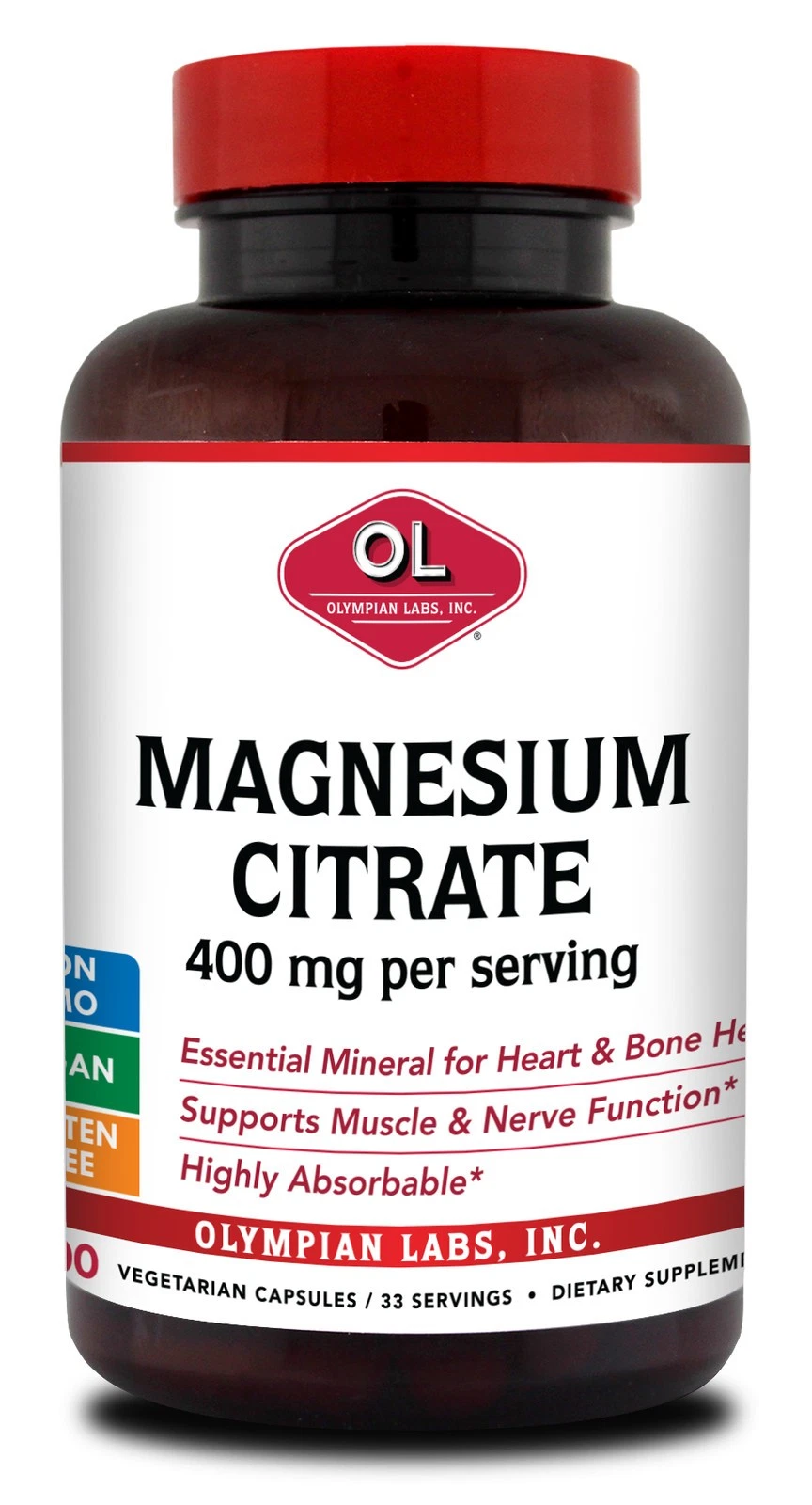 Olympian Labs Magnesium Citrate 400mg Heart & Bone Health Support Capsule 100ct