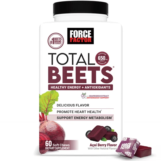 Total Beets, Beet Root Soft Chew Supplement, Beetroot Gummies Alternative, 60 Ch