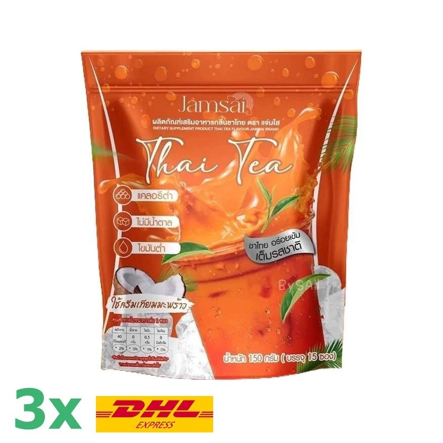 3x Jamsai Thai Tea controls hunger no sugar good excretion weight control fat