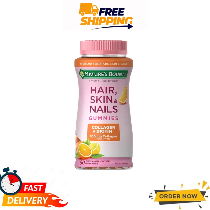 Nature's Bounty Hair Skin & Nails Gummies Biotin Collagen 80 Ct