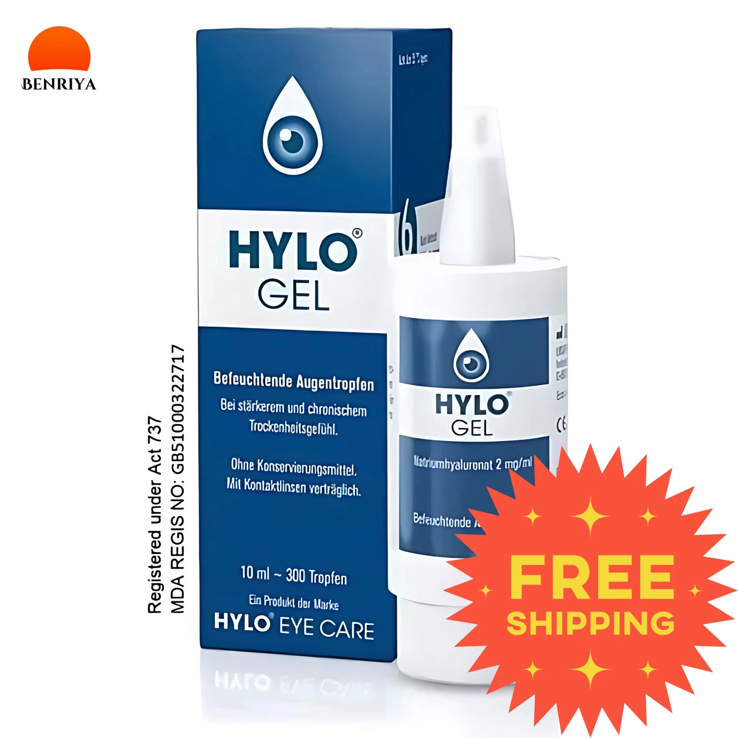 Hylo Gel 10ml Hyaluronic Ursapharm Eye Drops Effective Chronic (EXP : 09/2027)