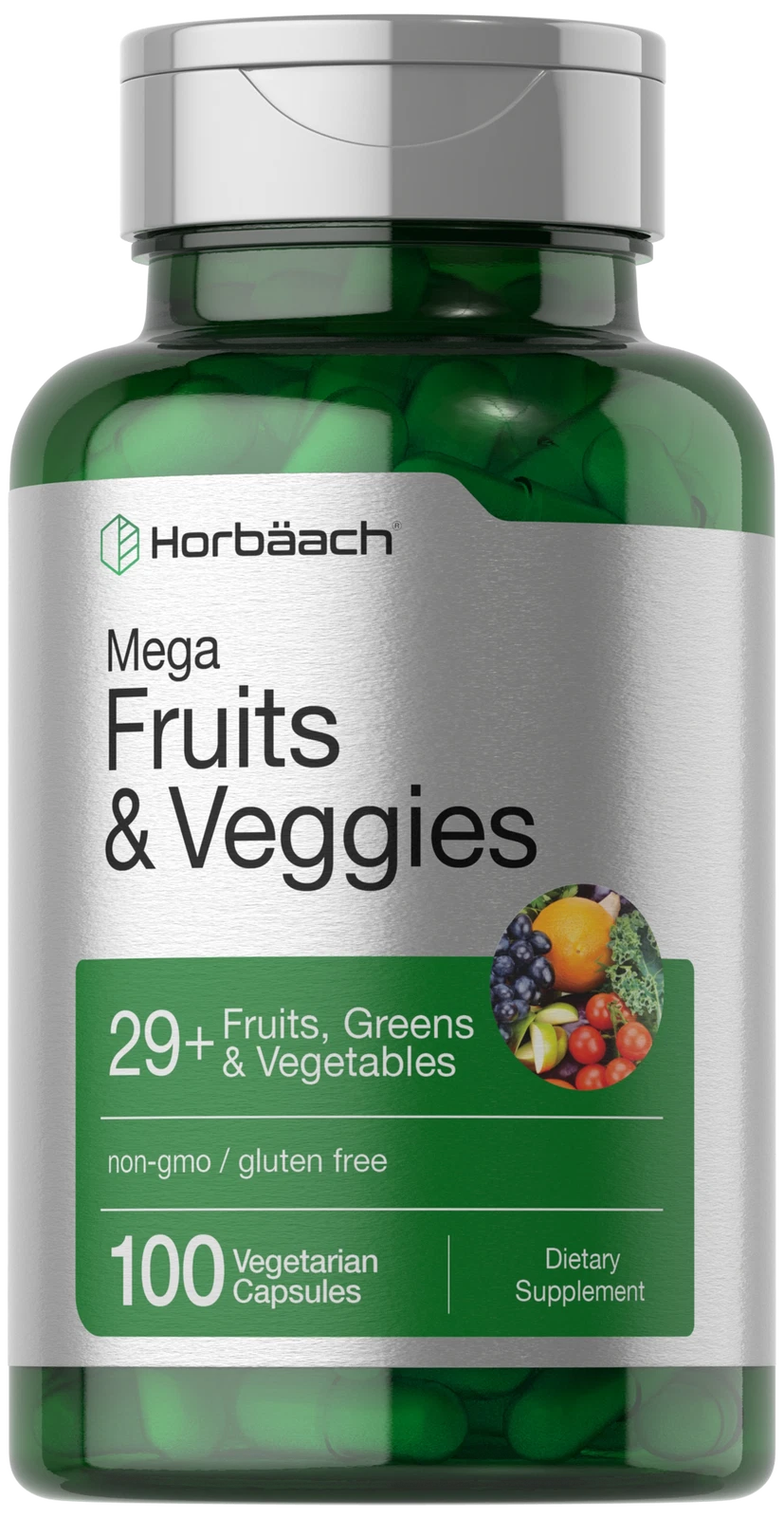 Fruits and Veggies Supplement | 100 Capsules | Vegetarian | by Horbaach