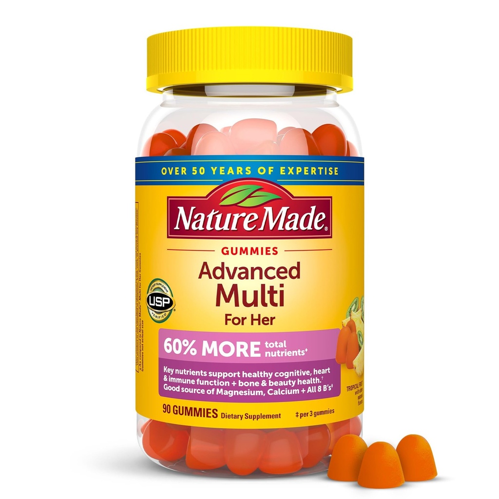 Nature Made Advanced Multivitamin Gummies for Her 90 Count Tropical Fruit