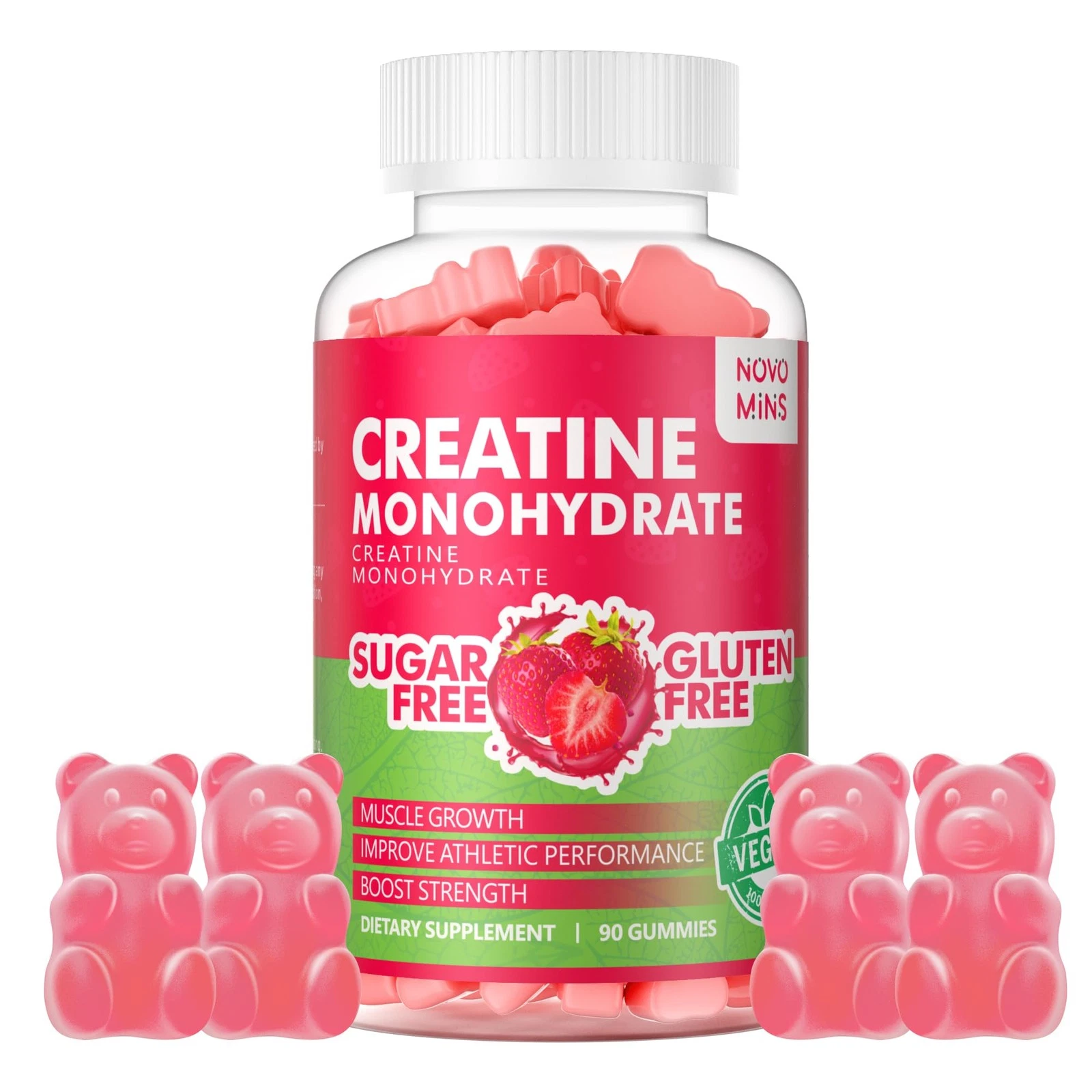Novomins Creatine Monohydrate Gummies 5000mg for Men & Women, Chewables Creatine