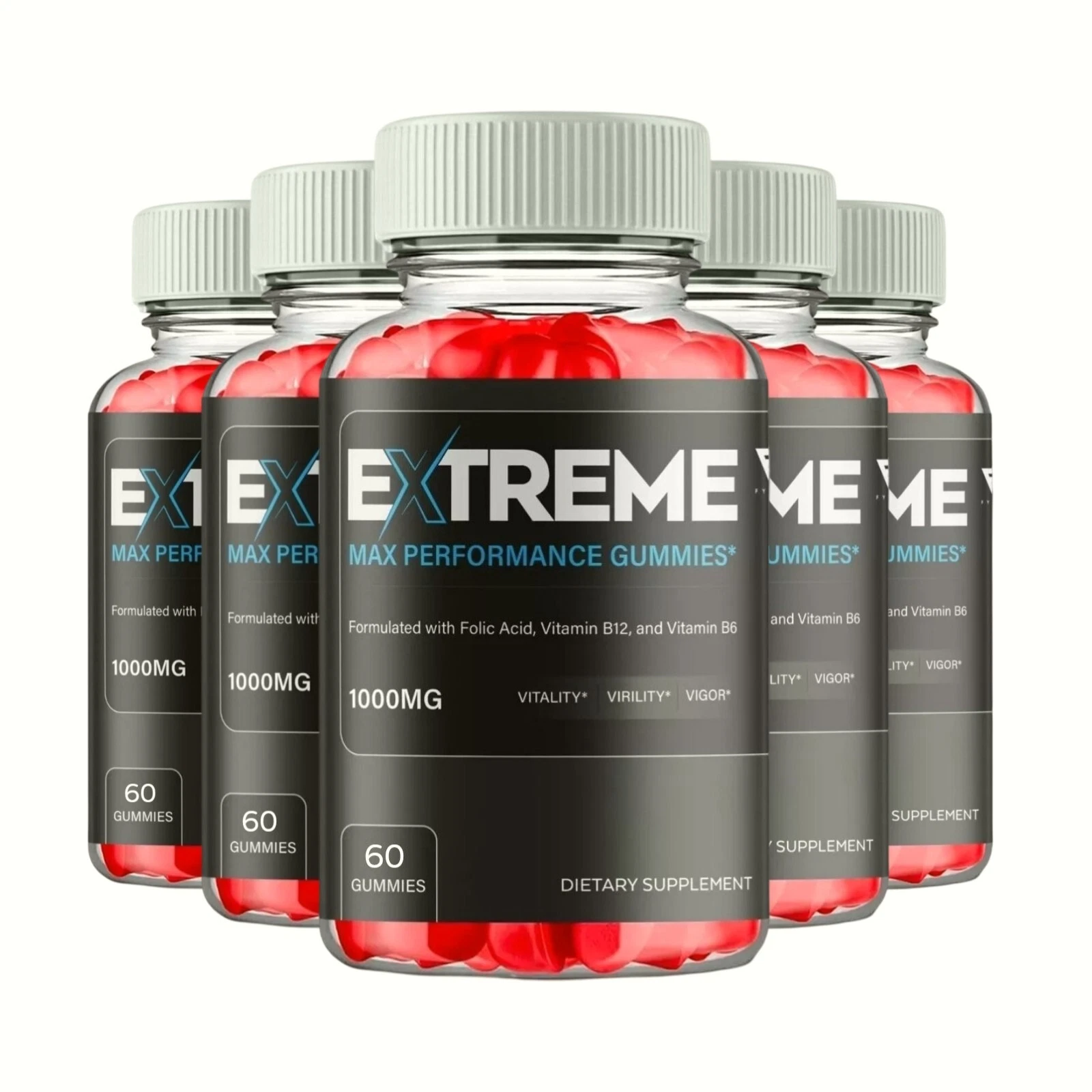 5-Pack Extreme Max Performance Gummies, Extreme Gummies for Men - 300 Gummies