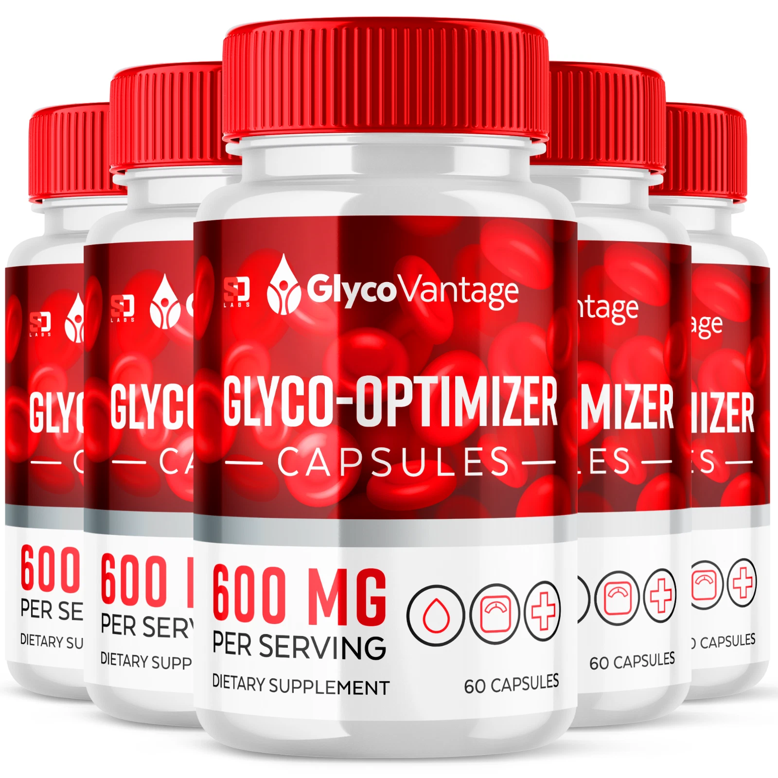 (5 Pack) GlycoVantage Pills - Blood Sugar Health Support Formula - 300 Capsules