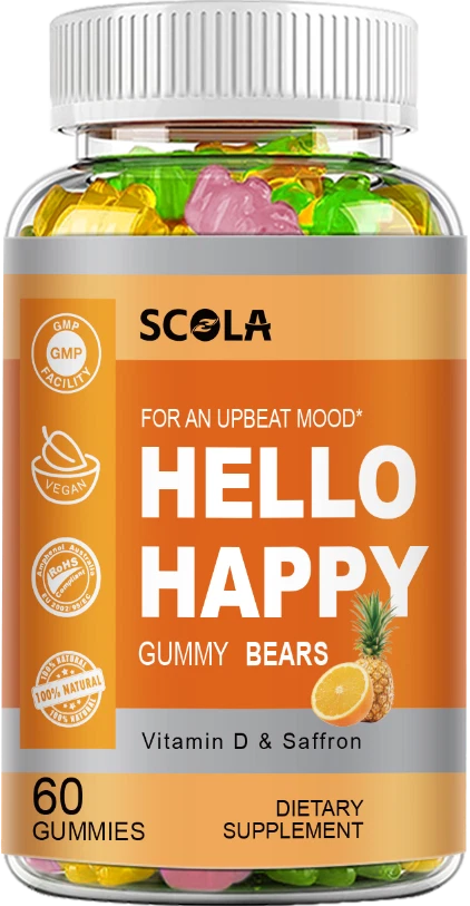 Hello Happy Gummies - Vitamin D & Saffron - Remain Optimistic Mood, Brain Health