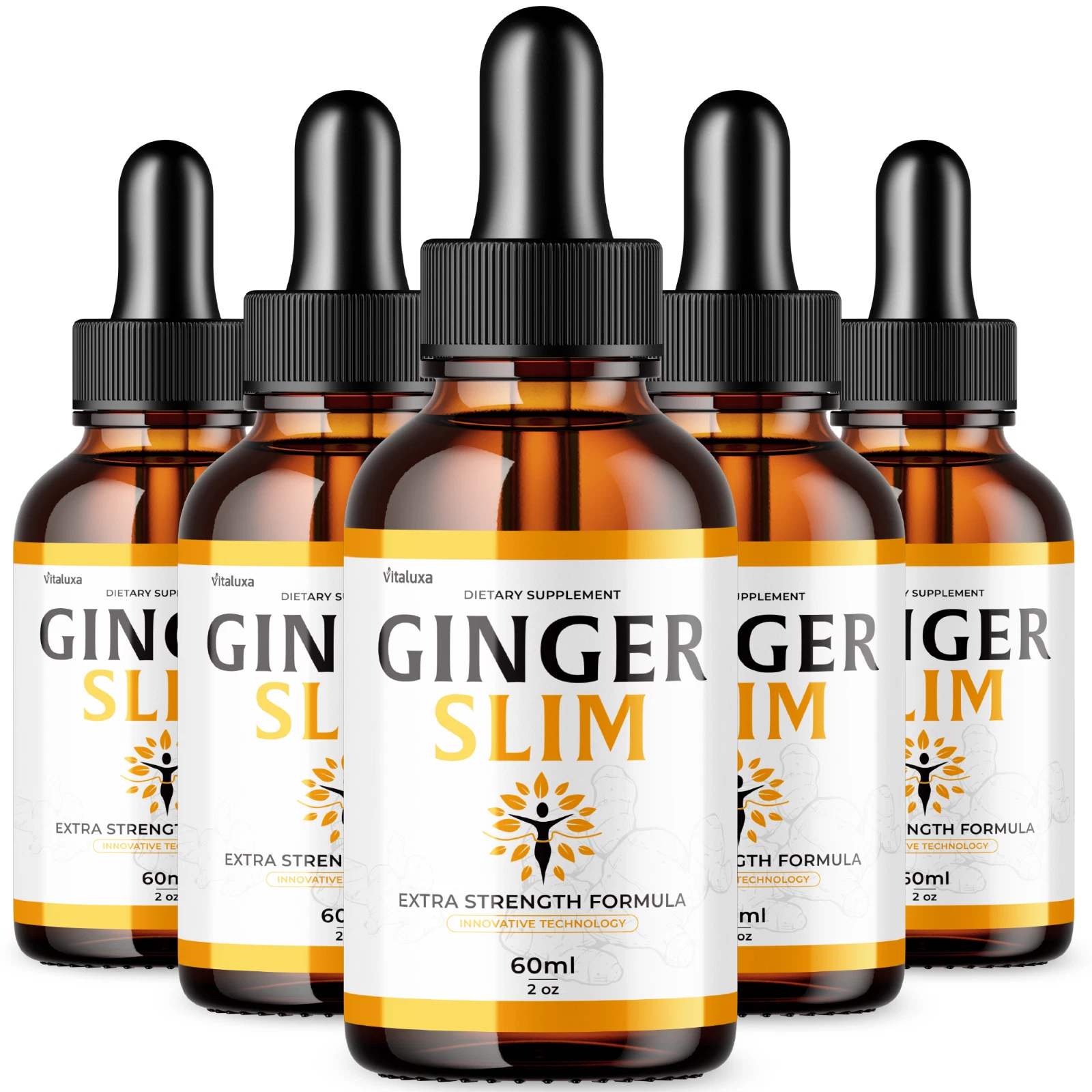 (5 Pack) Ginger Slim Drops Overall Wellness Health Support Made in USA (10 oz)