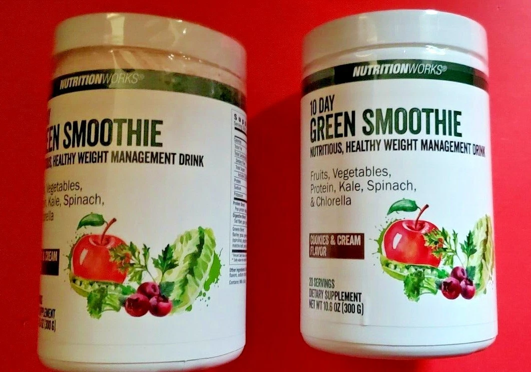 2 PACK 10 DAY GREEN SMOOTHIE HEALTHY WEIGHT LOSS DRINK COOKIES & CREAM FLAVOR