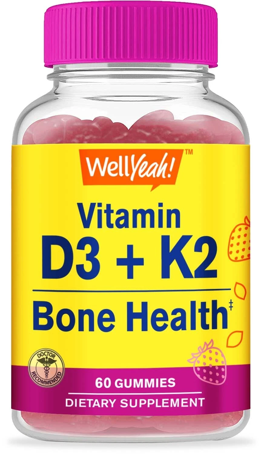 WellYeah Vitamin D3 + K2 Gummies - Vitamin D3 1000 IU, K2 100 MCG