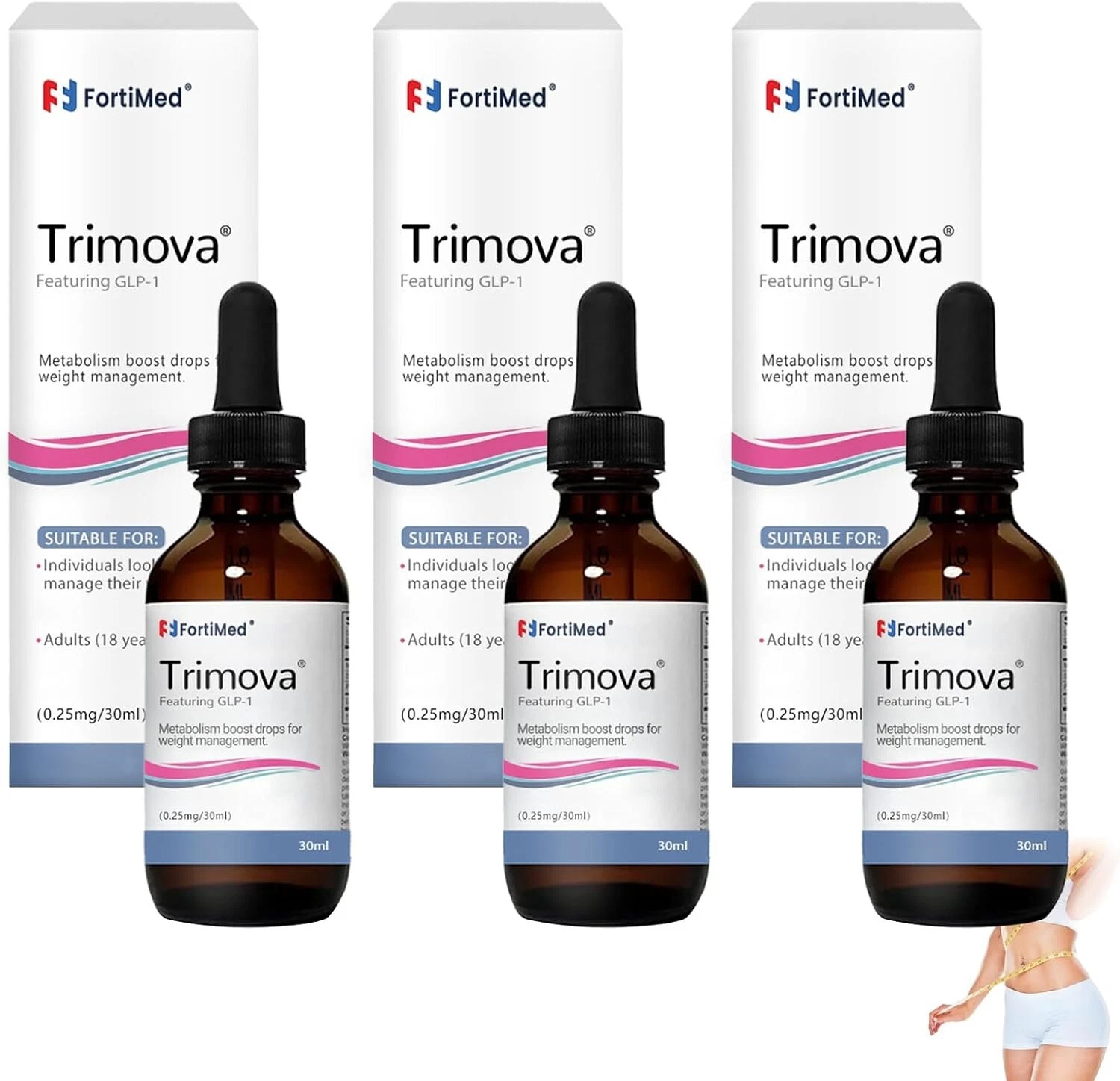 6 FortiMed Trimova Featuring GLP-1 Metabolism Boost Drops For Weight (6 bottles)