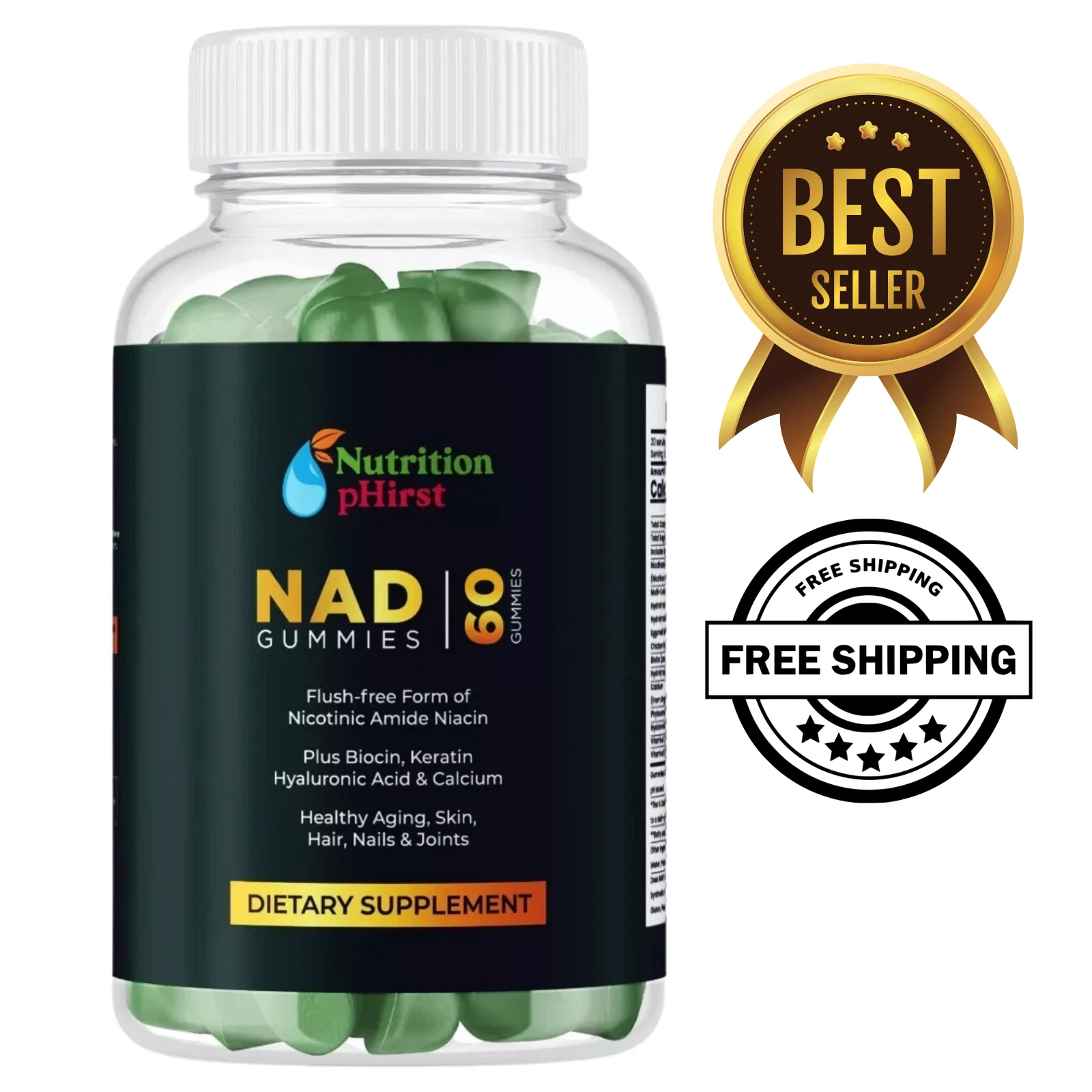 NAD+ Gummies for Anti-Aging – Glow Skin, Hair Health & Digestion, Energy Gummies