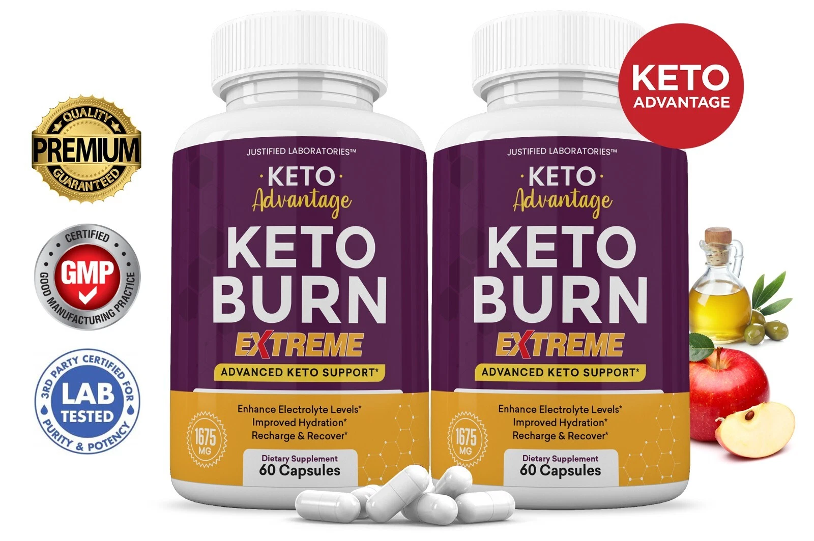 Keto Advantage ACV Pills Extreme 1675MG New Improved Formula 2 Pack