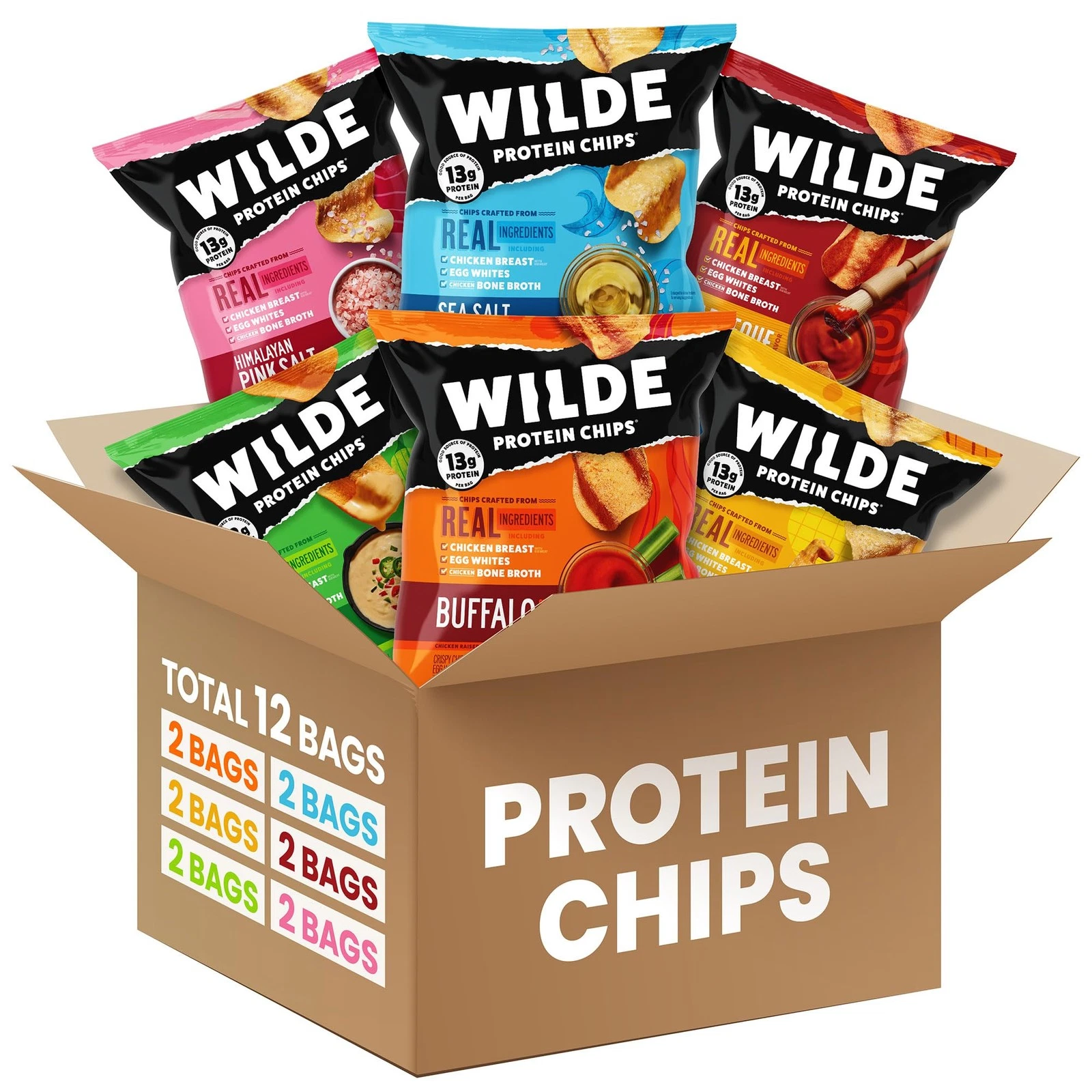 WILDE Protein Chips Variety Pack, High Protein Snacks, Gluten Free Keto Chips...