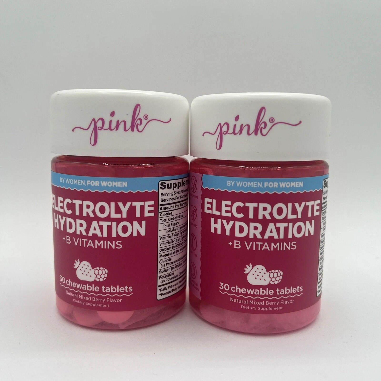 Pink electrolyte hydration B vitamins, 30 chewable tablets, Exp 10/2026 x2