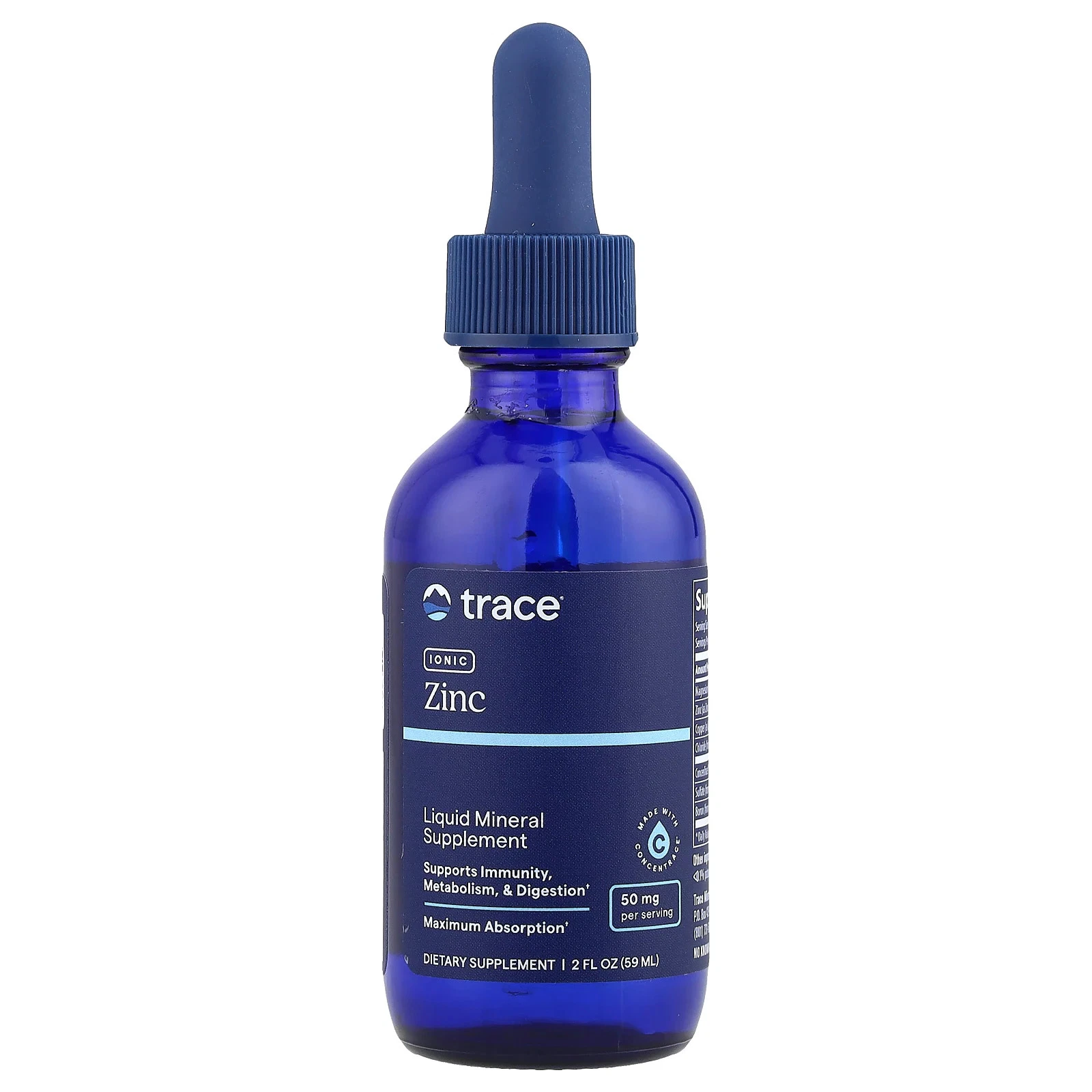 Trace Minerals Research Ionic Zinc 50 mg 2 fl oz 59 ml Allergen-Free,