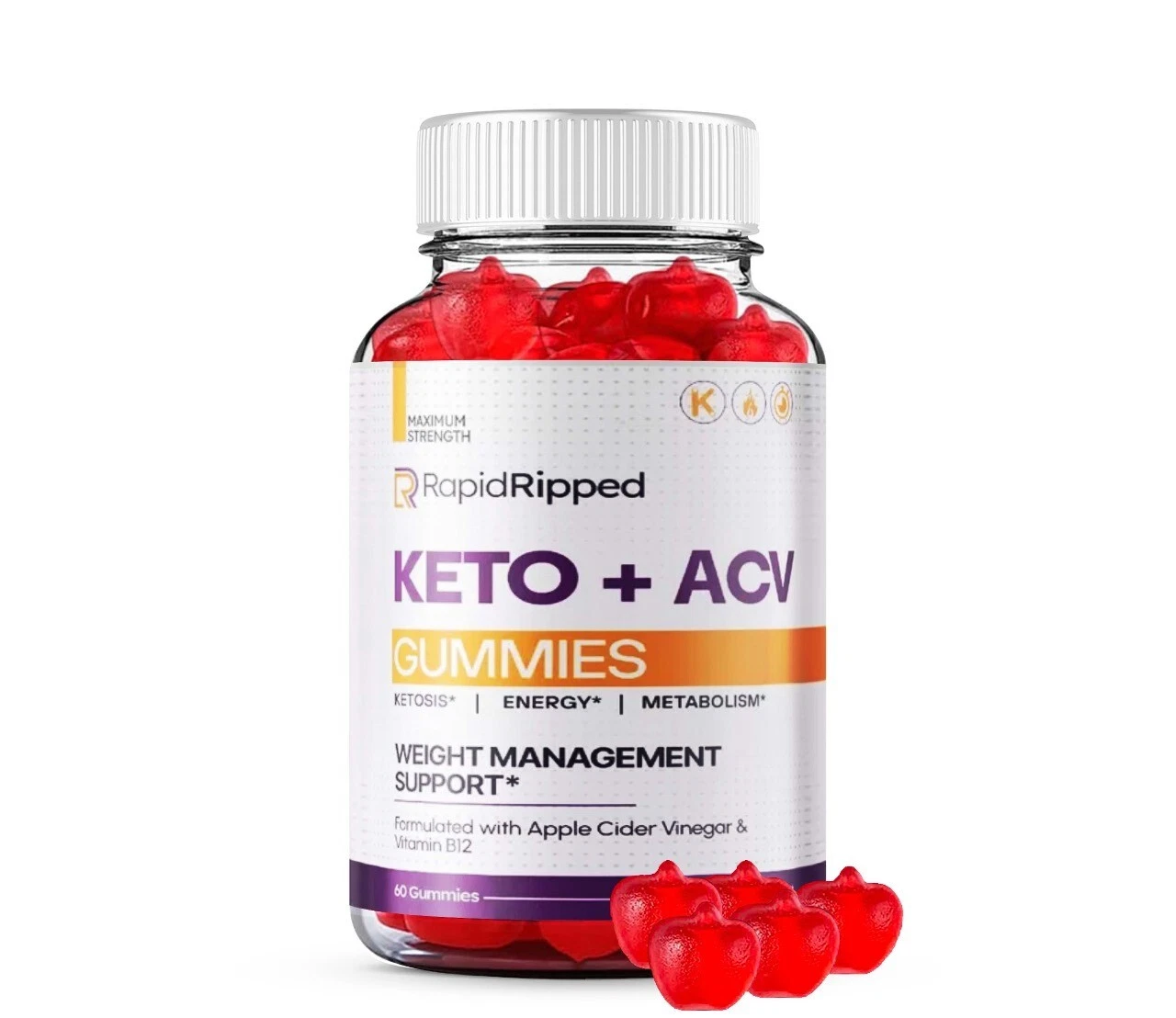 RapidRipped Keto ACV Gummies, Max Strength Official Rapid Ripped Gummy (1 Pack)