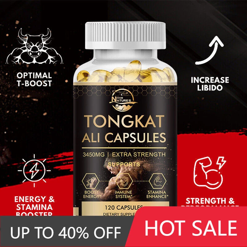 3450mg TongkatAli Extract 200:1 Strong Natural Testosterone Booster 120 Capsules