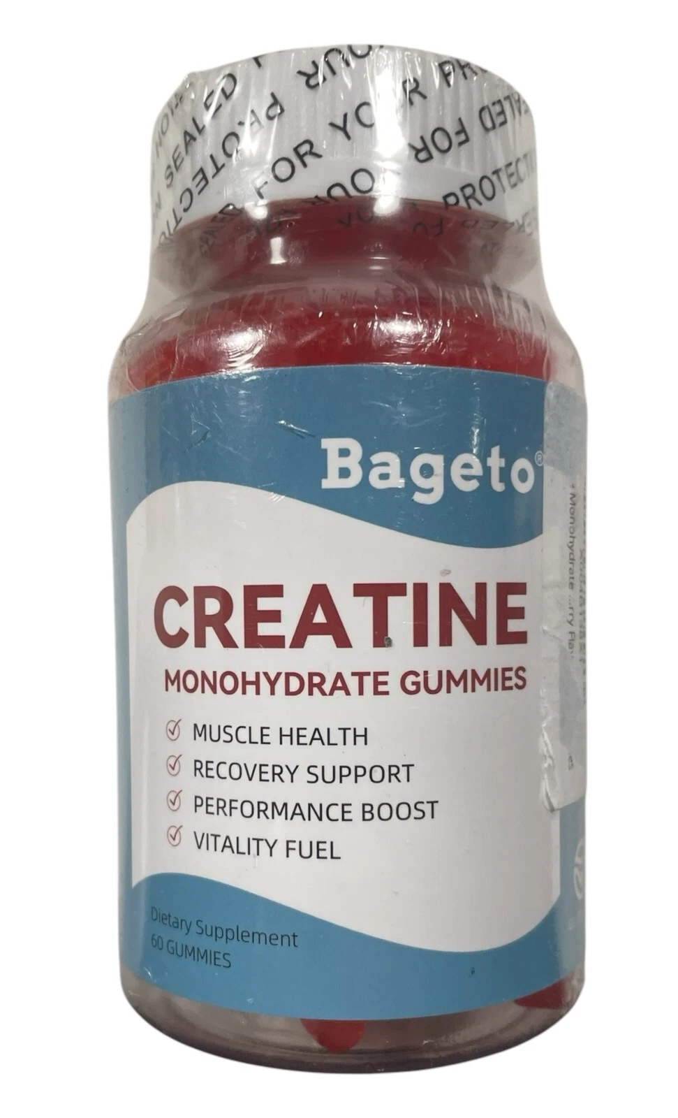 Bageto Creatine Monohydrate Gummies - Strawberry Flavor - 60 ct - Exp 07/26