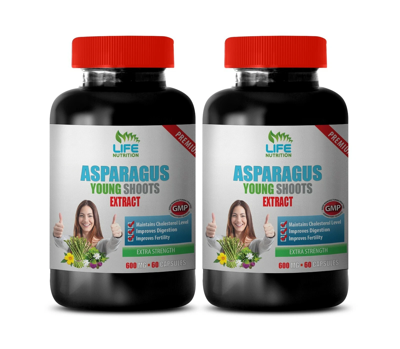 vitamin c asparagus - Asparagus Extract 600mg - lower blood pressure 2 Bottles