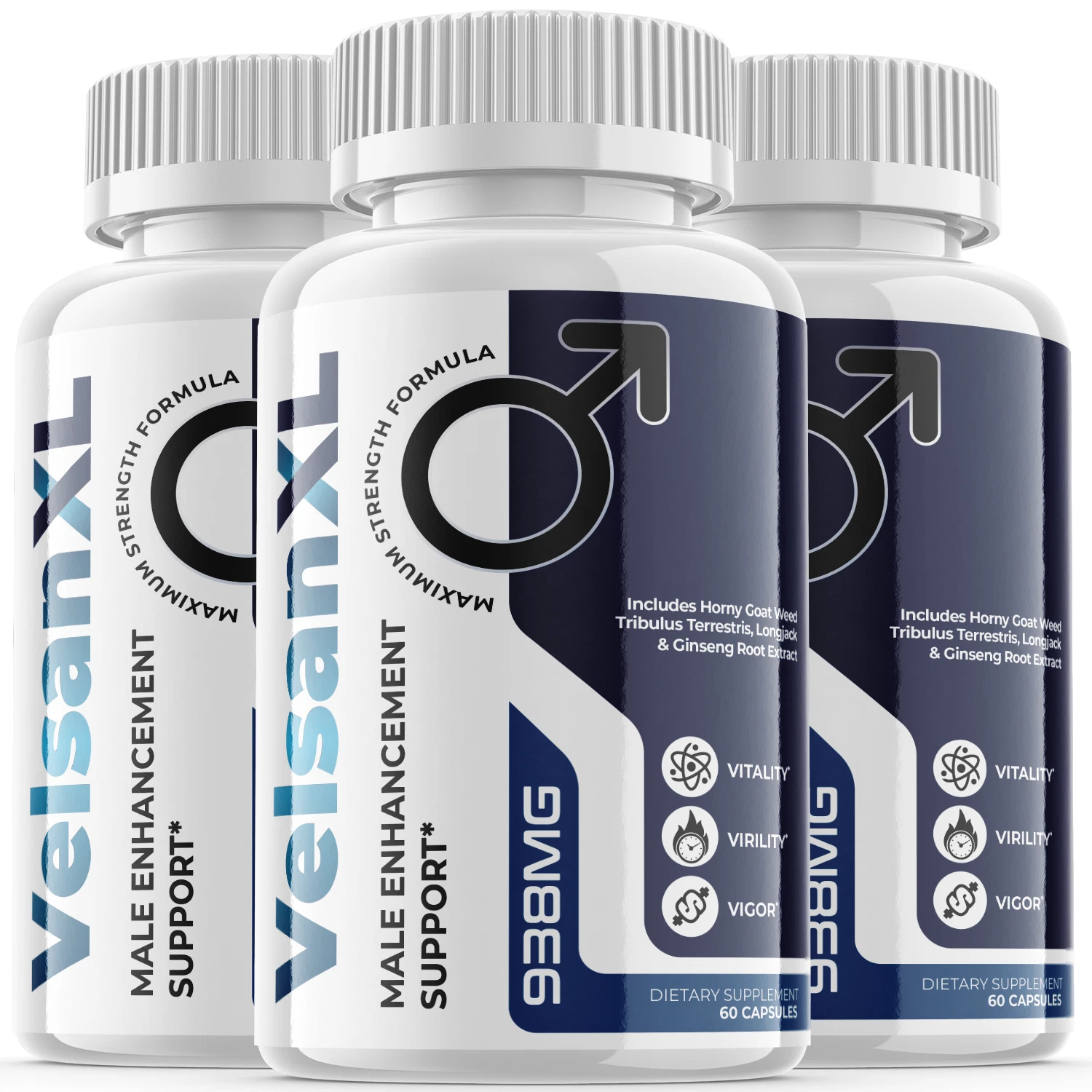 Velsan XL - Male Virility - 3 Bottles - 180 Capsules