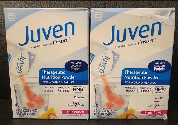 Juven Therapeutic Nutrition Powder For Wound Healing Fruit Punch 8ct × (2 Boxes)