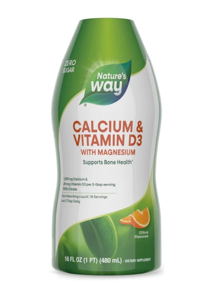 Natures Way Calcium & Vitamin D3 Liquid Dietary Supplement- Citrus- 16 Oz