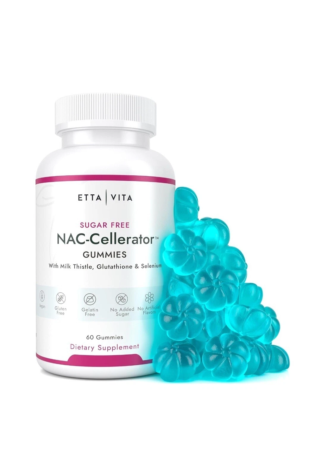 Etta Vita Sugar-Free NAC Cellerator Gummies N-Acetyl Cysteine Milk Thistle 60c