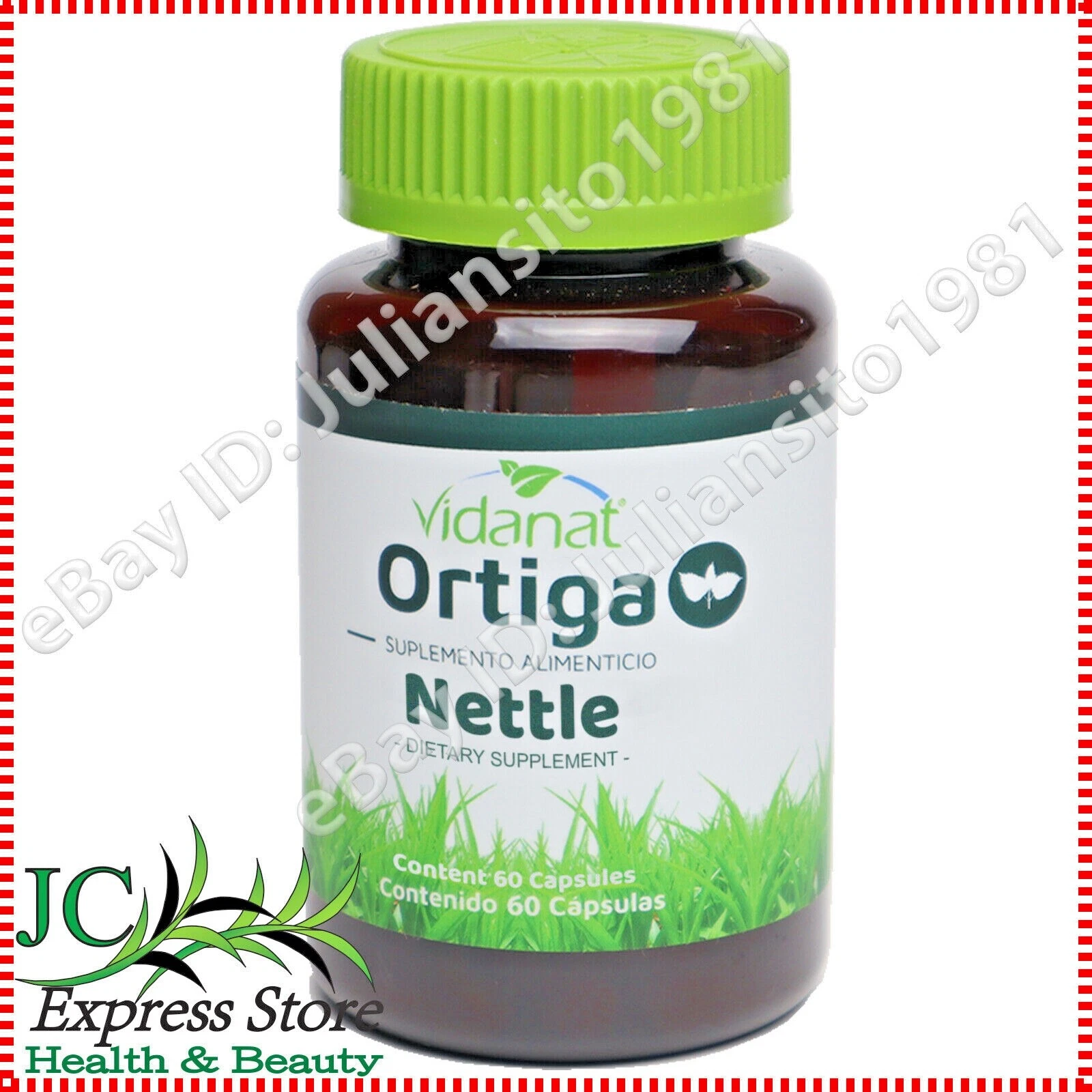NETTLE CAPSULES URINARY ARTHRITIS SEASONAL ALLERGIES ORTIGA 60 CAPSULES VIDANAT