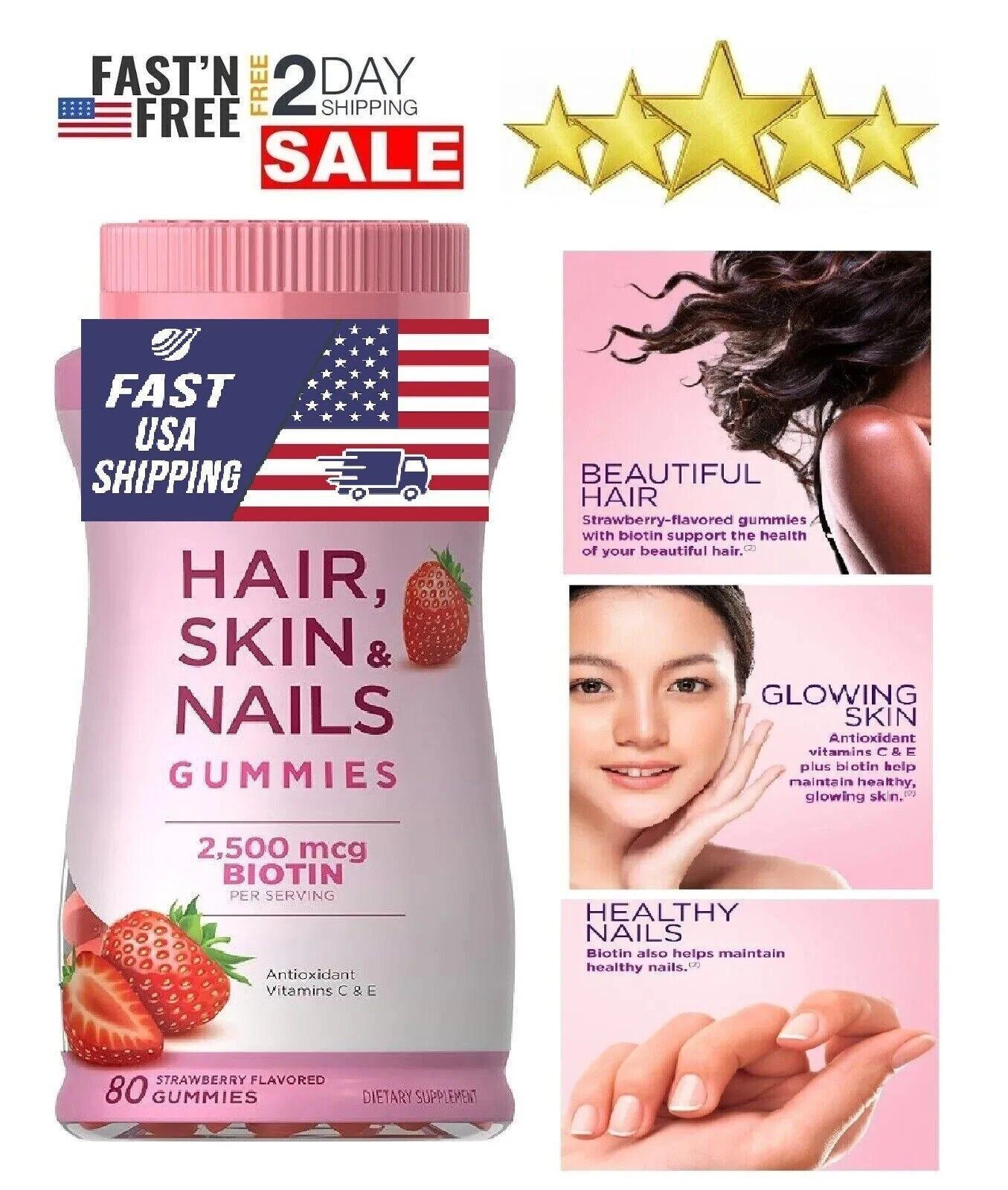 Gomitas Para El Cabello Uñas Piel Vitaminas Para Crecimiento Del Cabello Biotina