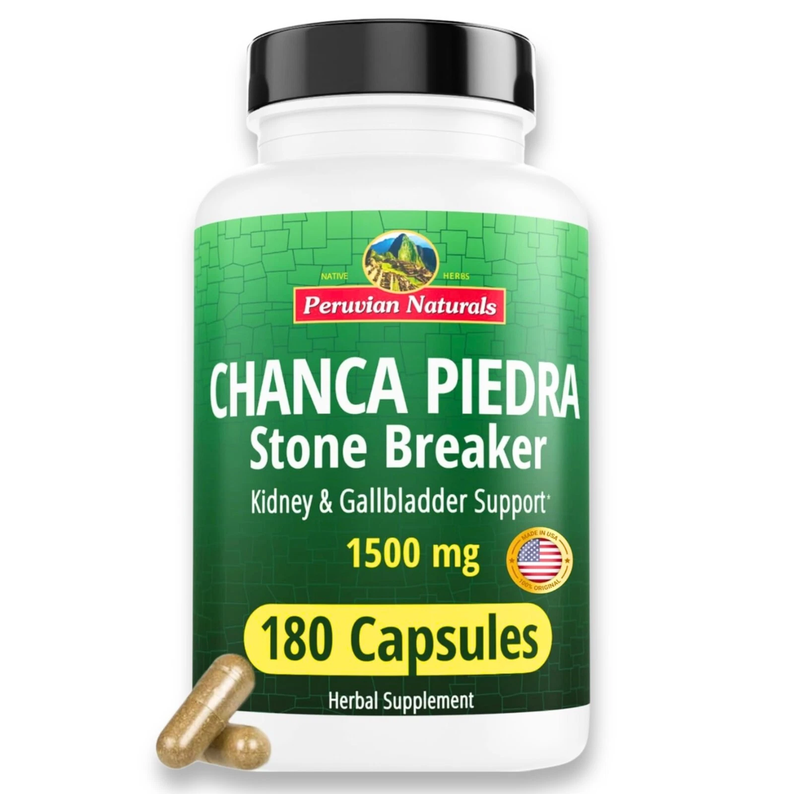 Chanca Piedra Stone Breaker 180 Capsules Kidney Stones Dissolver Supplement Peru