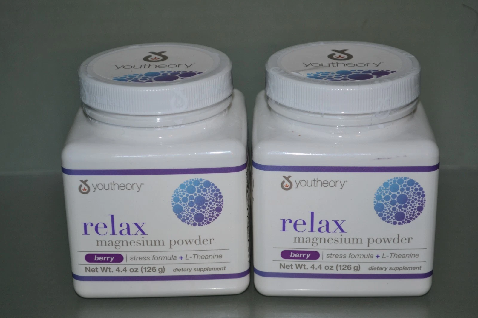 (2) Youtherory Relax, Magnesium Powder, Berry Flavor, Powder, 4.4 oz Each, 05/27