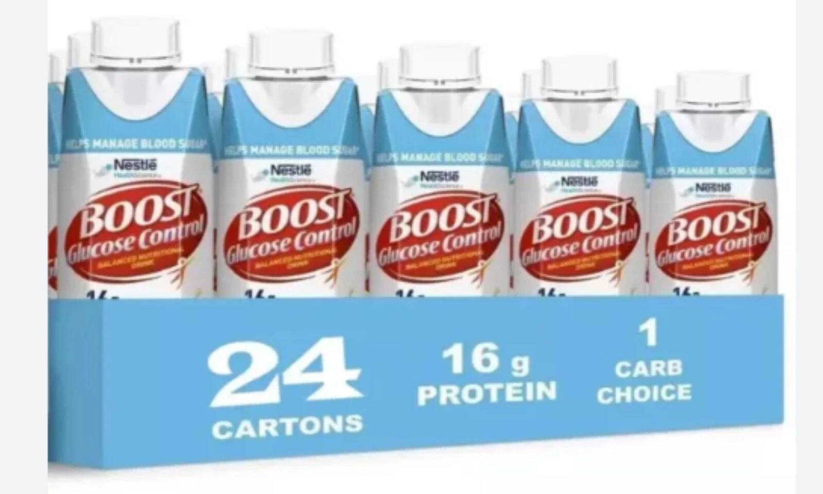 Boost Glucose Control Nutritional Drink Very Vanilla 8oz 24 Ct Exp 12/2025