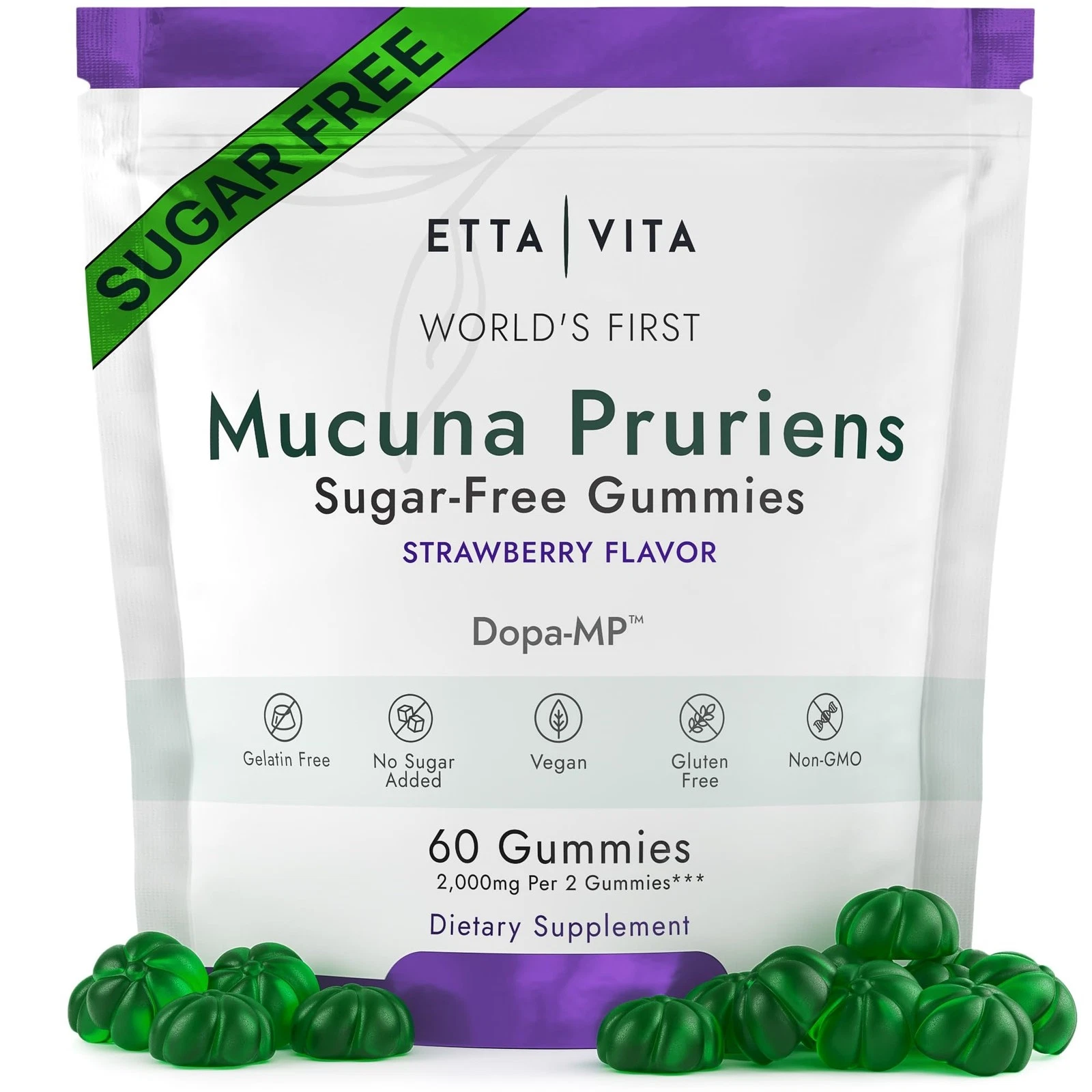 Dopamine Supplement - Sugar-Free Mucuna Pruriens Gummies 2g/serving Energy & ...