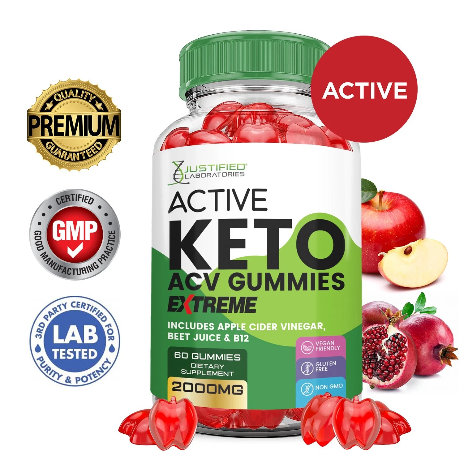 Active Keto Extreme ACV Gummies 2000MG Apple Cider Vinegar 60