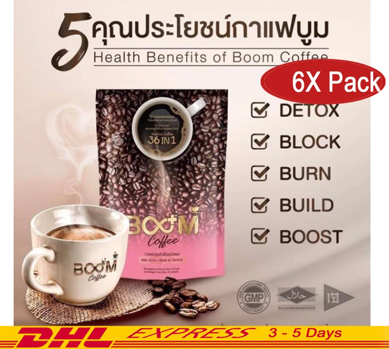 6x Pack 36IN1 Room Arabica Boom Coffee Slim Fit Weight Loss Collagen Fiber Detox