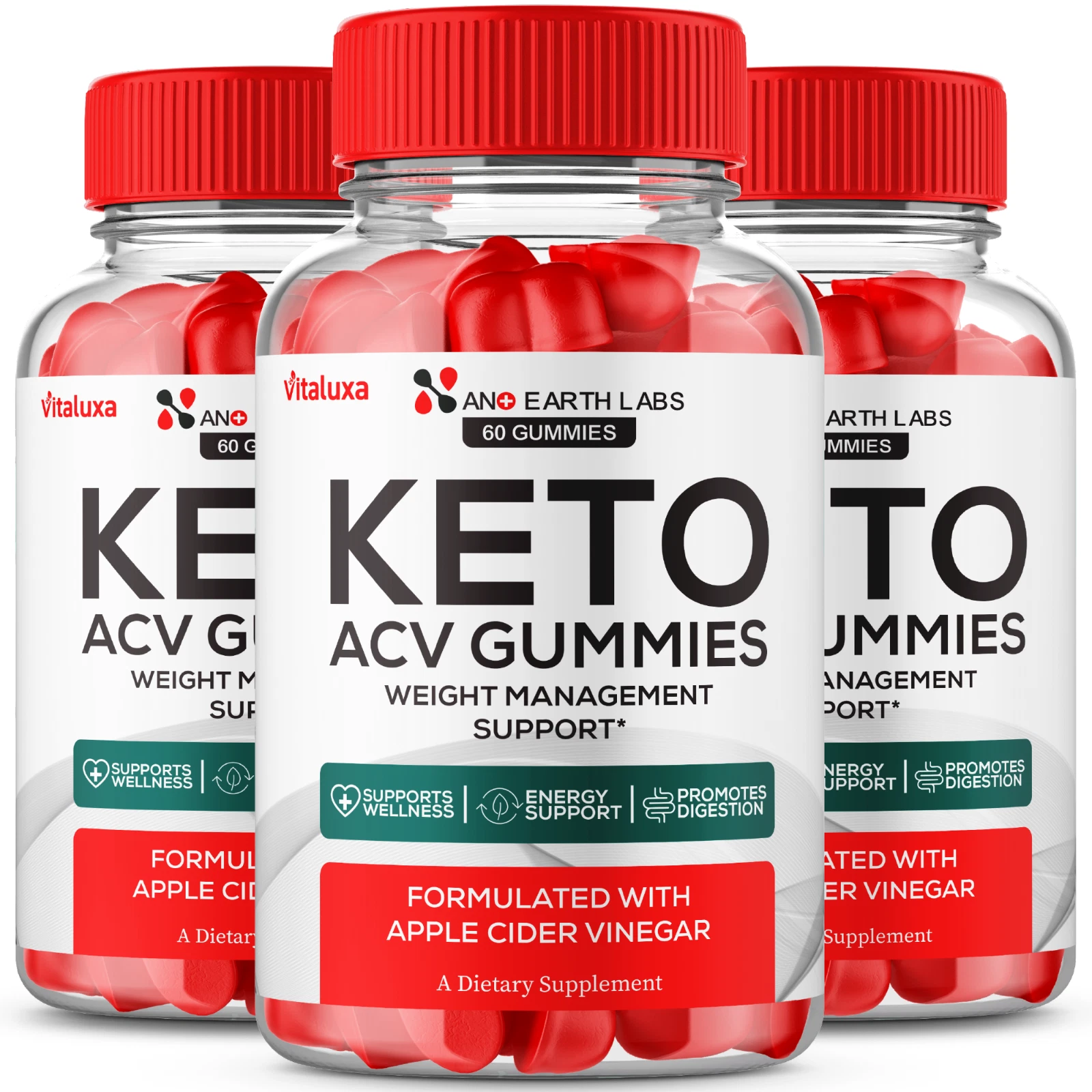 (3 Pack) Nano Earth Labs ACV Gummies Supplement NanoEarthLab Gummy (180 Gummies)