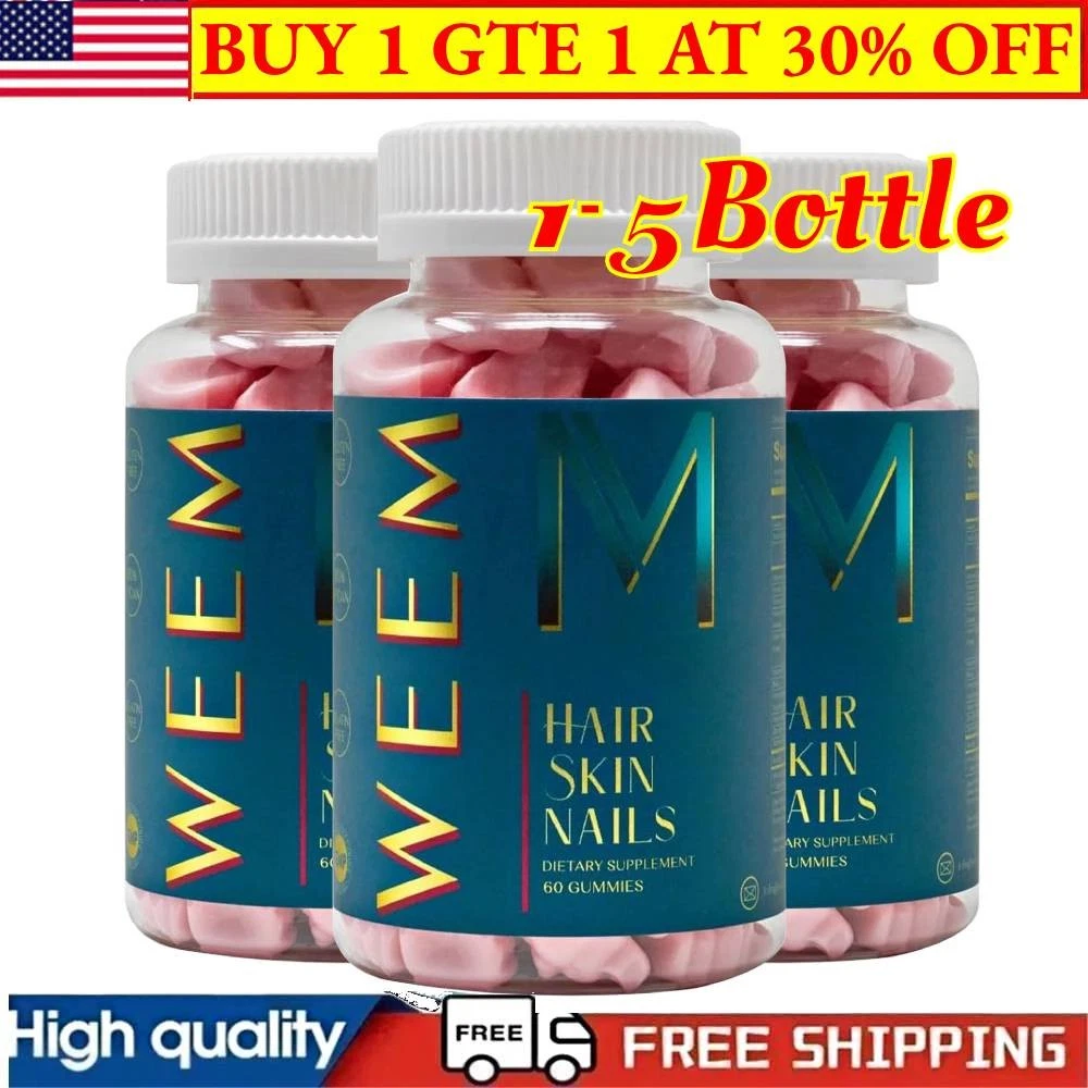 WEEM Hair Skin & Nails Gummies - Support Healthy Thicker Full - Biotin Vitamins