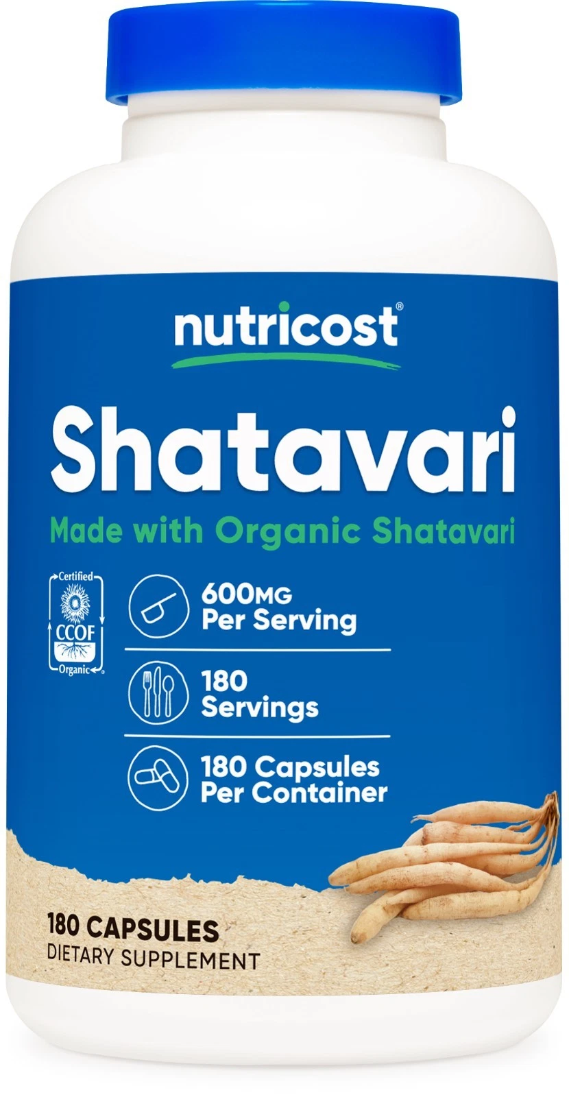Nutricost Shatavari 600mg, 180 Capsules, Made with Organic Shatavari