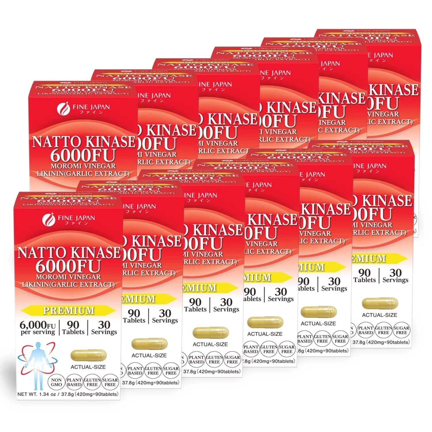 Fine Japan new Nattokinase 6000FU Garlic Extract Powder 90 capsules 11 plus1