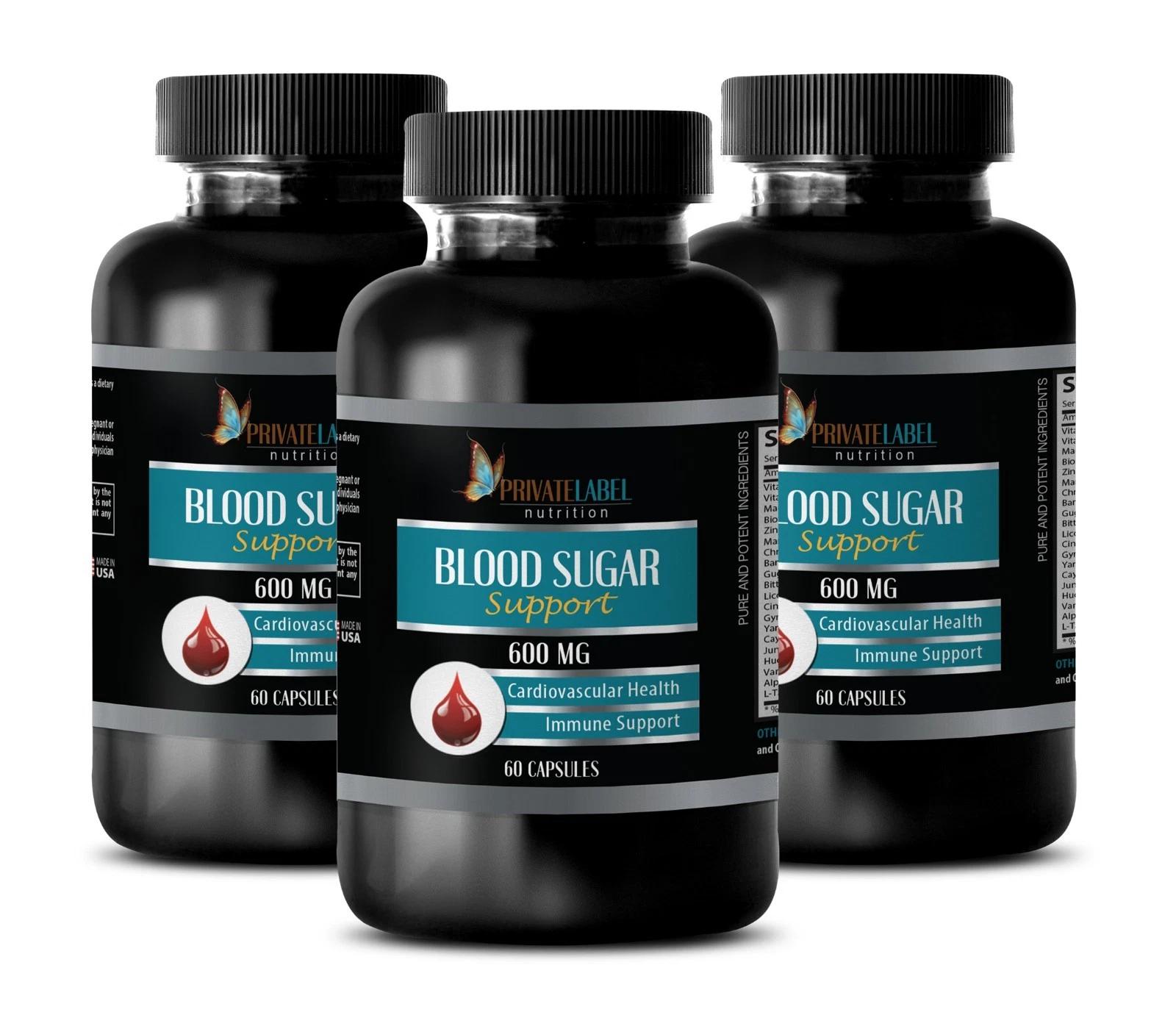 BLOOD SUGAR SUPPORT - Cholesterol Support - 3 Bottles, 180 Capsules