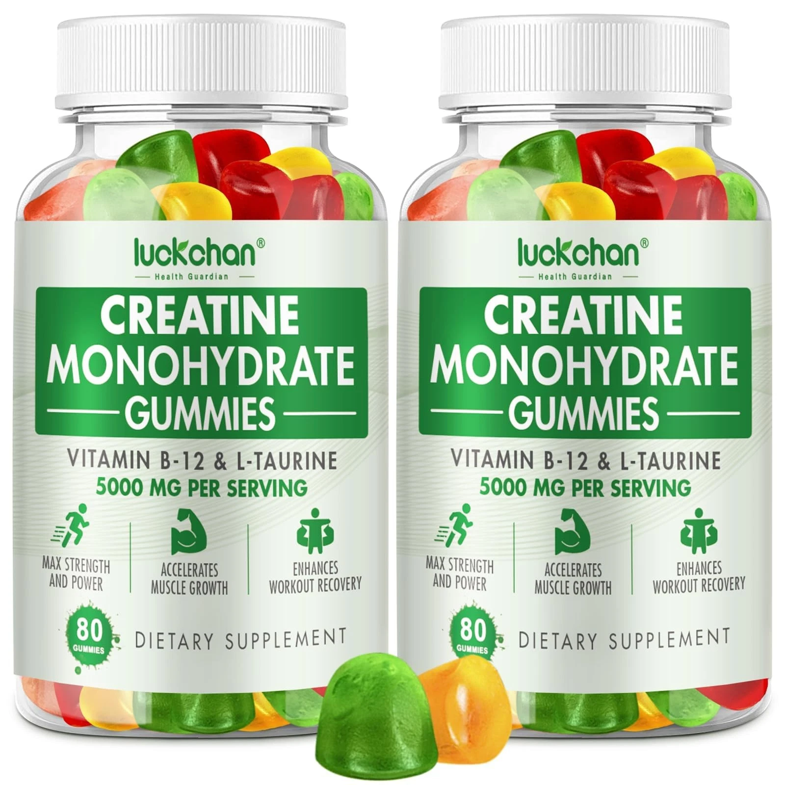 LUCKCHAN Creatine Monohydrate Gummies 5000mg for Men & Women (2 Pack) -