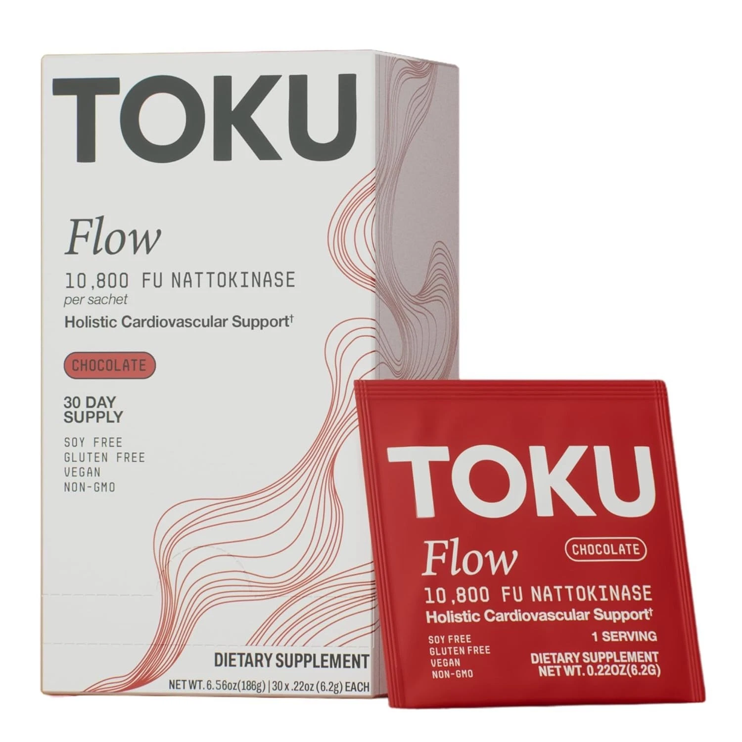 Toku Flow Japan Daily Powder with 10,800 FU Soy-Free Nattokinase Chocolate 30 ct