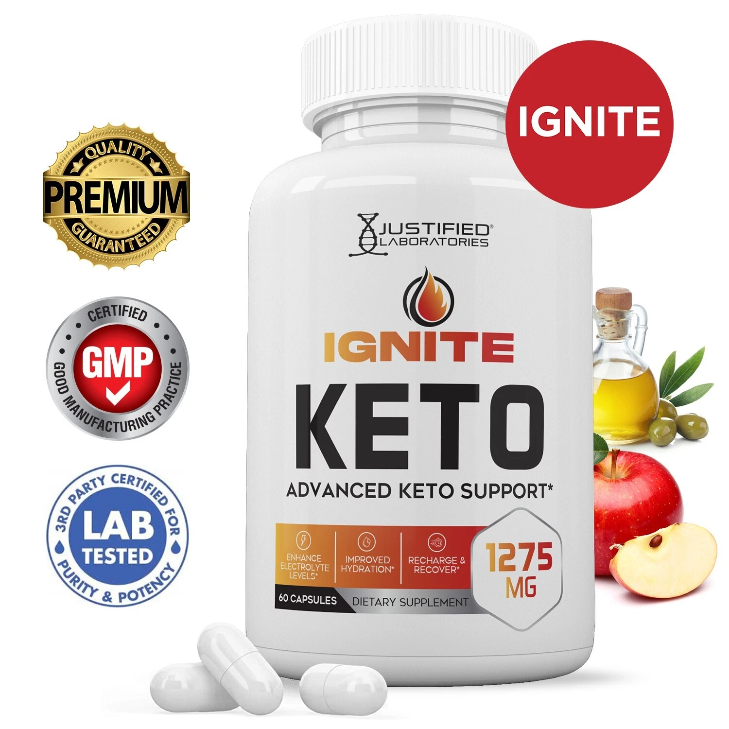 Ignite Keto ACV Pills 1275 MG Stronger Than Gummies Keto Support 1 Bottle
